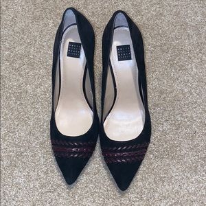 Olivia Whipstitch Black Purple Suede 8.5 Heel